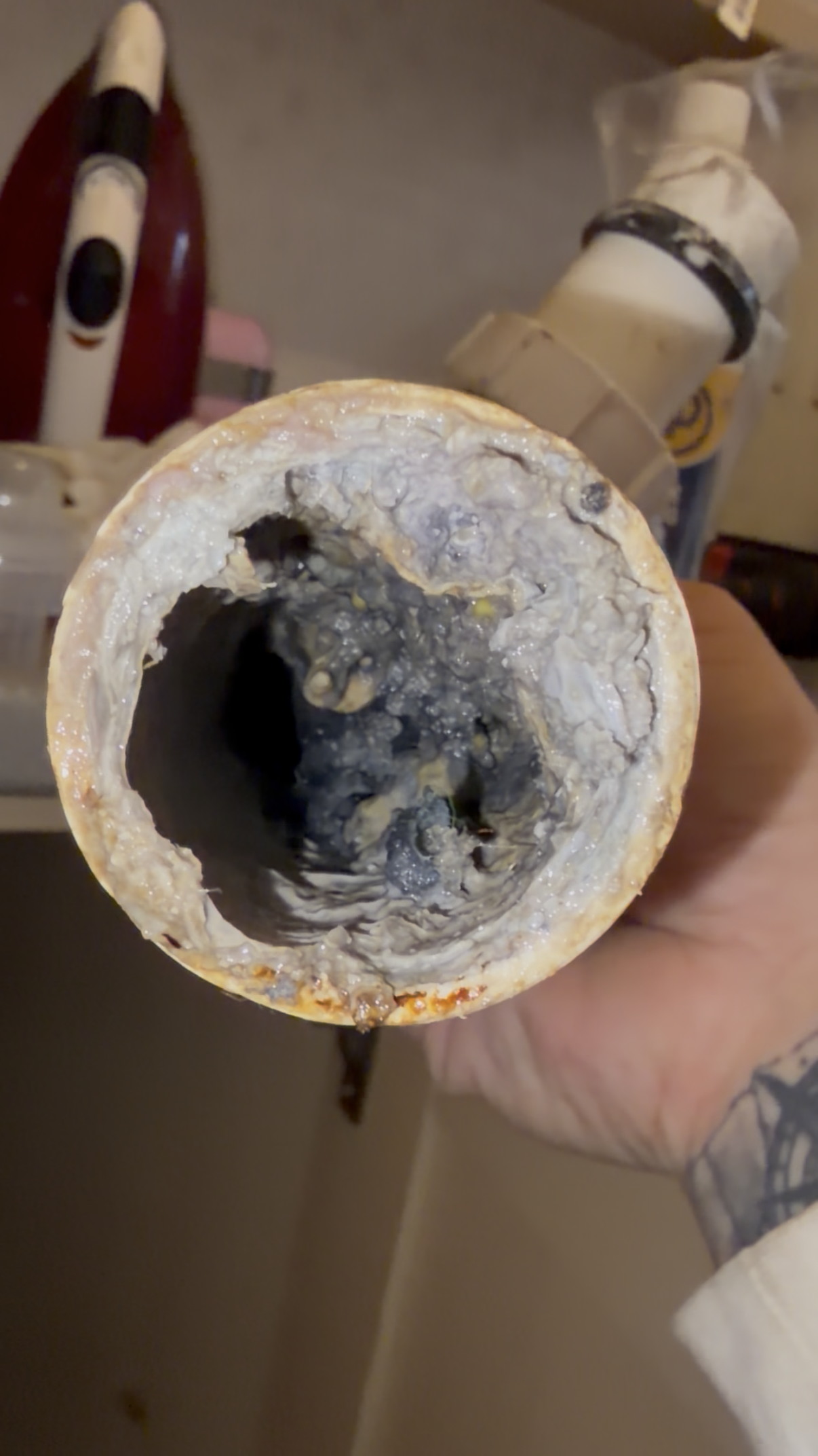Cleared drain with water flowing